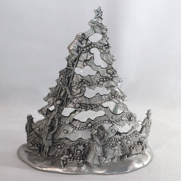 Seagull 1996 Christmas Tree Candle Holder Pewter Etain Zinn Canada Silver Votive - Picture 1 of 11